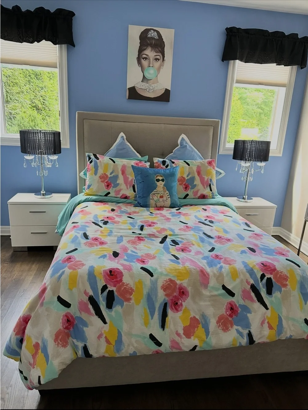 kate spade Queen  Multi-Color Floral Brushstroke Comforter Set
